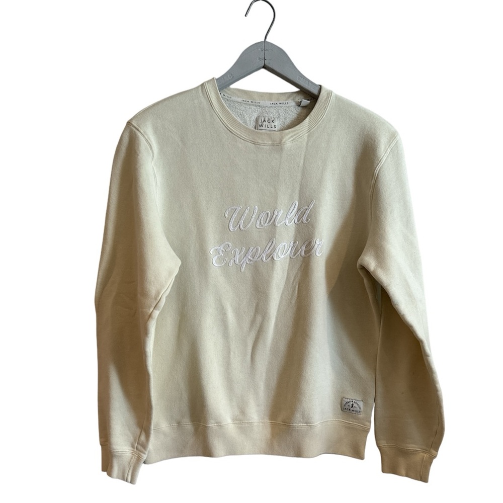 Jack Wills yellow world Explorer sweater size medium crewneck‎